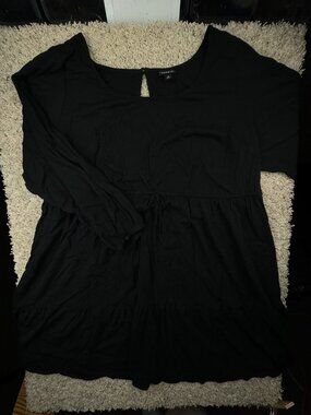 Torrid Blouse Shirt Dress Plus Size 4 Black Long Sleeve Stretch Adjustable Women